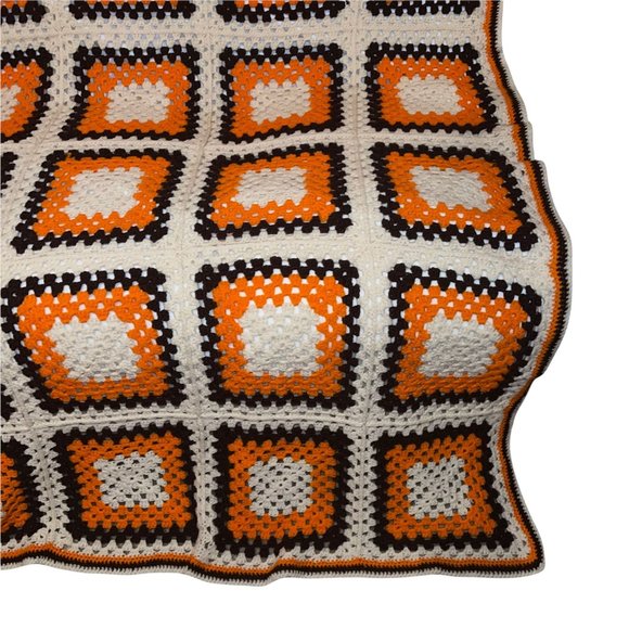 Handmade Hand Crafted Vintage 70's Style Granny Square Throw Afgan 76 X 53 - Picture 5 of 11